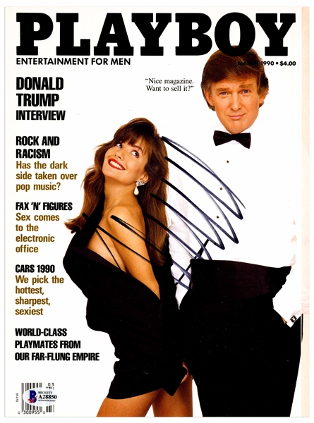 Donald Trump Signed Copy of ''Playboy'' From March 1990 Featuring Him on the Cover -- With Beckett COA